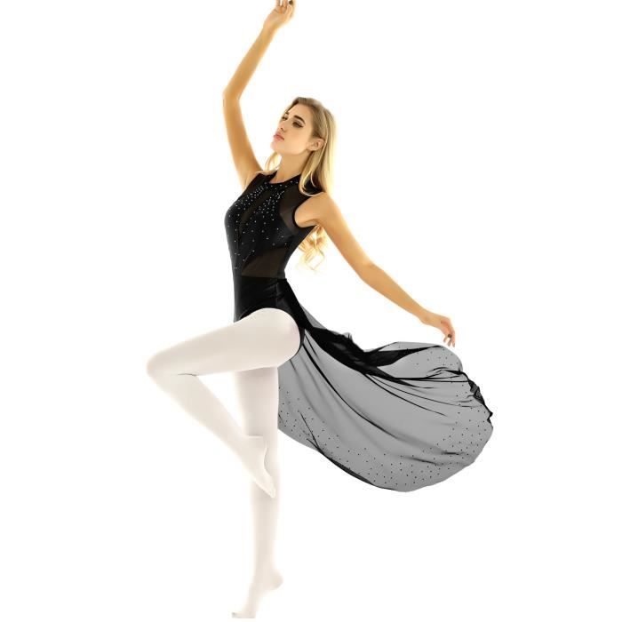 Asymétrique Robe Danse Classique Femme Strass Jupe Justaucorps Ballet  Combinaison Danse XS-XL Noir - Cdiscount Sport