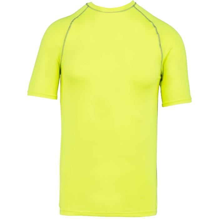 T-Shirt Homme - PROACT Surf - Manches Courtes - Jaune fluo - Protection UV 40+ T-Shirt Homme - PROACT Surf - Manches Courtes - Jaune fluo - Protection UV 40+