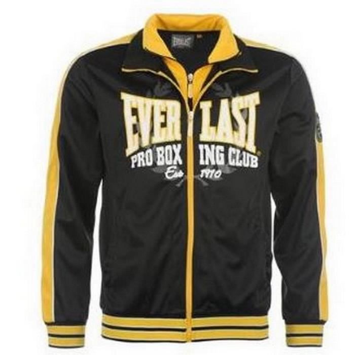 veste double zips collector everlast homme noir et jaune pro boxing taille s