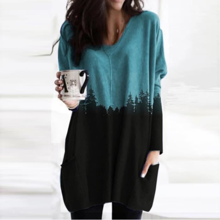 Tunique Femme Pull manches longues imprim montagne grande