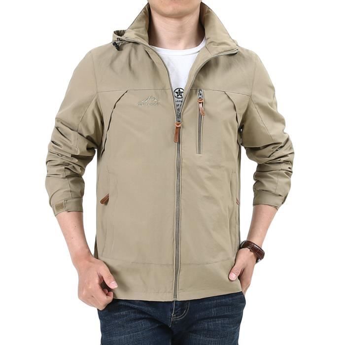 Homme Veste Multifonction Veste Capuche Veste Coupe Vent avec