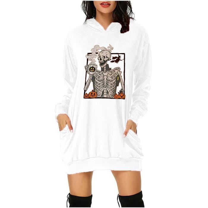 Survêtement 2 Pièces Homme Imprimé Squelette - Sweat à Capuche Et Pantalon Baggy En Coton Pour Halloween Ou Décontracté