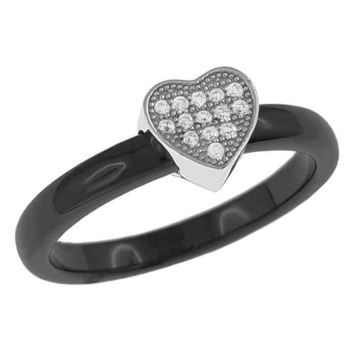 Bague homme et femme bijou cadeau fantaisie noir zirconium taille 54