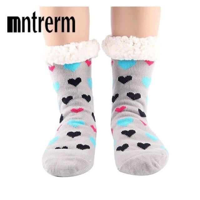 Chaussettes Chaussons Antidérapantes WOTNCE Pour Femme - Doublure Polaire, Motifs Mignons, Taille Unique 35-41