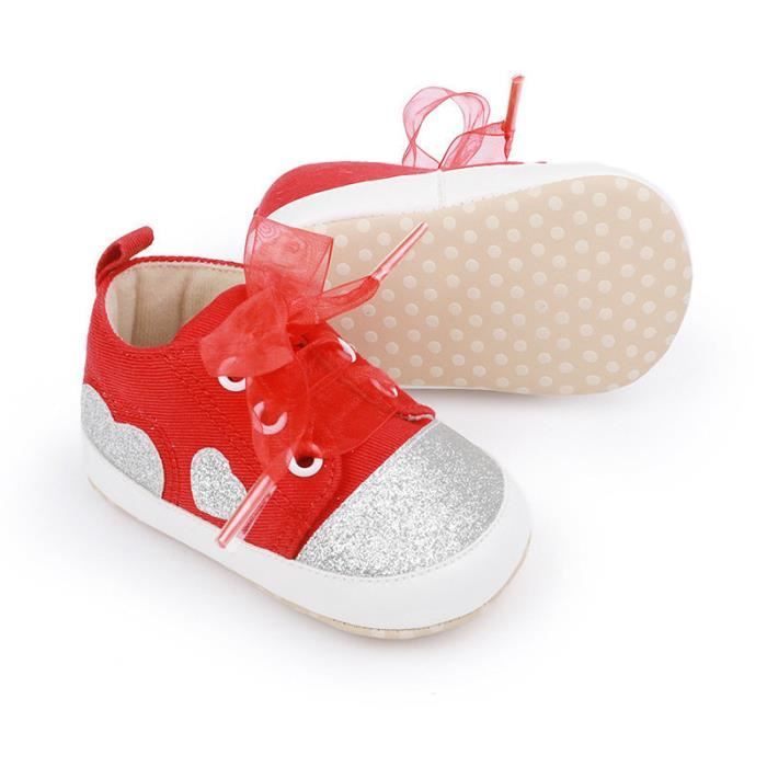 Chaussons Bébé Premier Pas – Baskets Filles Et Garçons, Semelle Souple Antidérapante, Scratch Facile, Pour 0 à 18 Mois (6-12 Mois, Blanc)