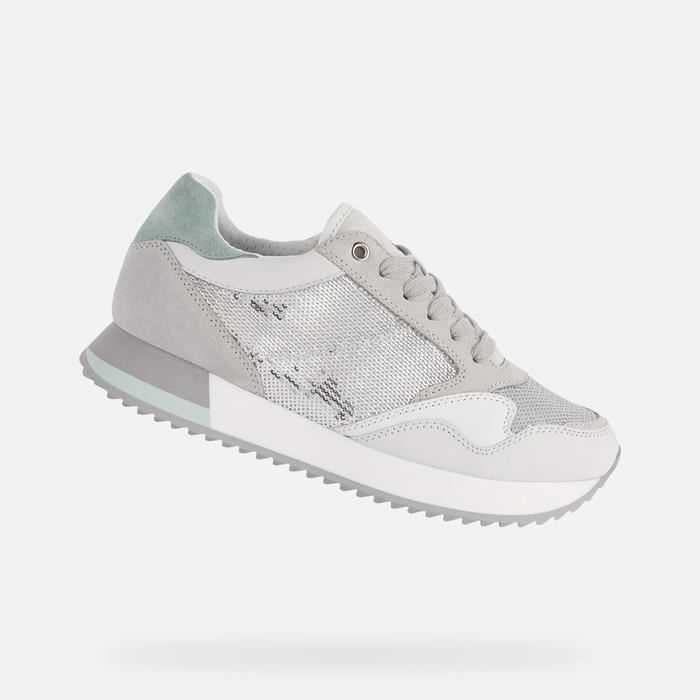 Geox Baskets D DORALEA - GEOX - Homme - Gris - Argent - Lacets - Plat - Cuir