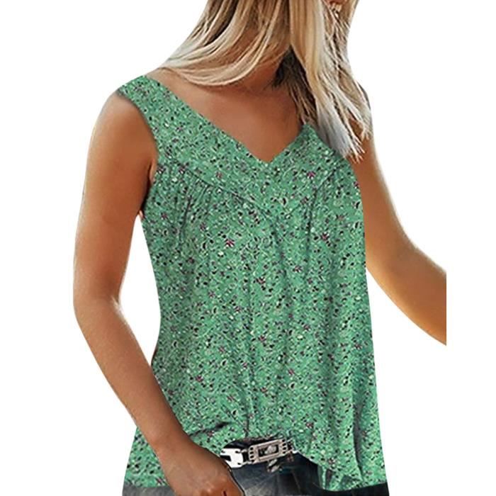 T-shirt Bloomchic Femme 2X (22/24) Manches Courtes Col V Rayures Bleues