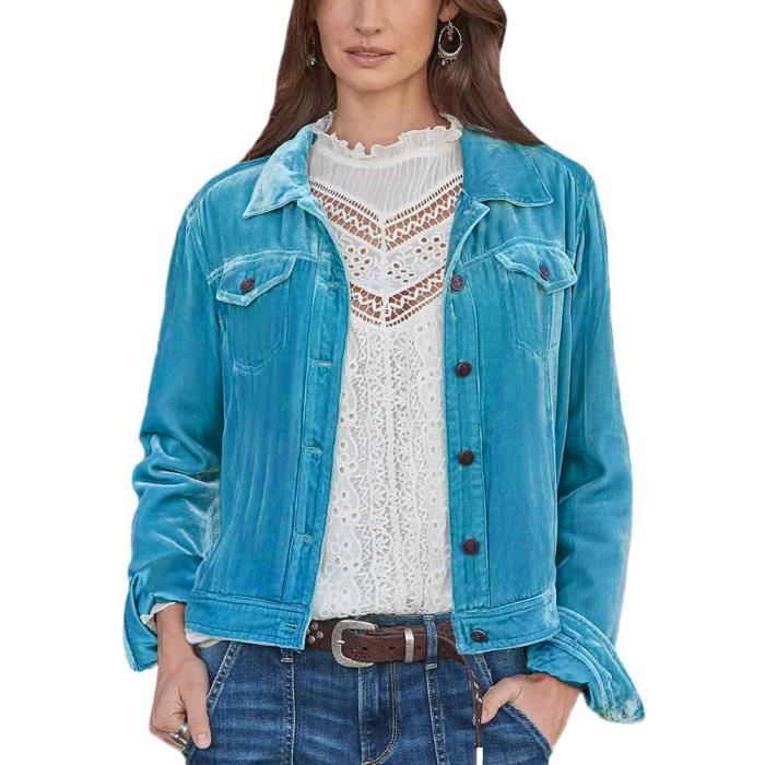 Veste Blazer Velours Vintage Femme | Cardigan Manches Longues à Boutons | Style Décontracté Élégant