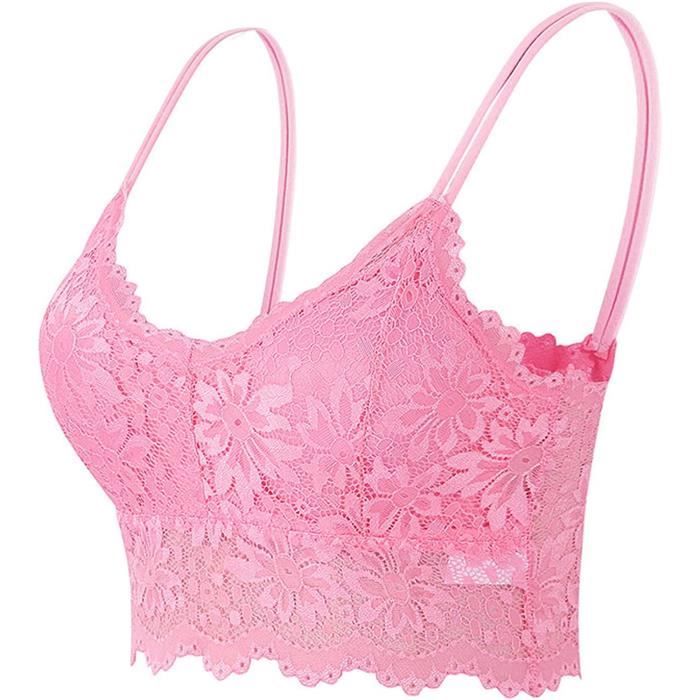 Femmes grande taille dentelle gilet Yoga haut d'été sans fil soutien-gorge Lingerie Sexy col en v débardeur t-shirt haut court Camisole Feminino