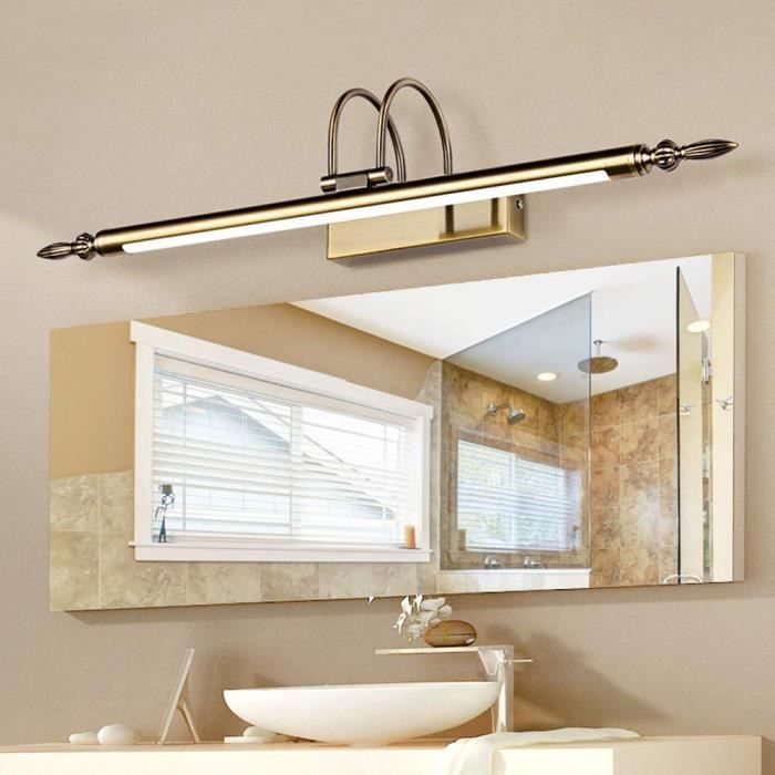 TYhogar Applique Miroir Salle De Bain 60cm LED | 12W IP44 3000K | Bras Laiton Réglable
