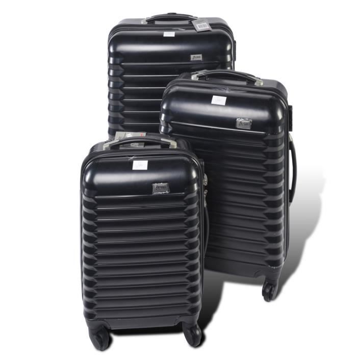Lot De 4 Valises Rigides Easy Roll Trolley - Bagages à Main Noirs - Neuf