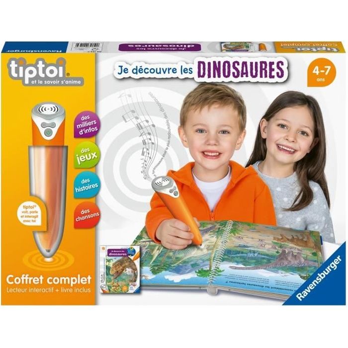 Ravensburger - tiptoi® - Coffret complet lecteur interactif + Livre Je découvre les dinosaures - 400