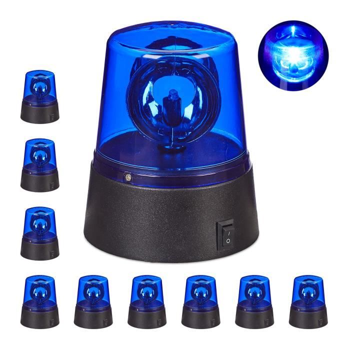 10 x LED Blaulicht, Rundumleuchte mit drehendem Reflektor, Partybeleuchtung  zum Hinstellen, batteriebetrieben, blau - Cdiscount Maison