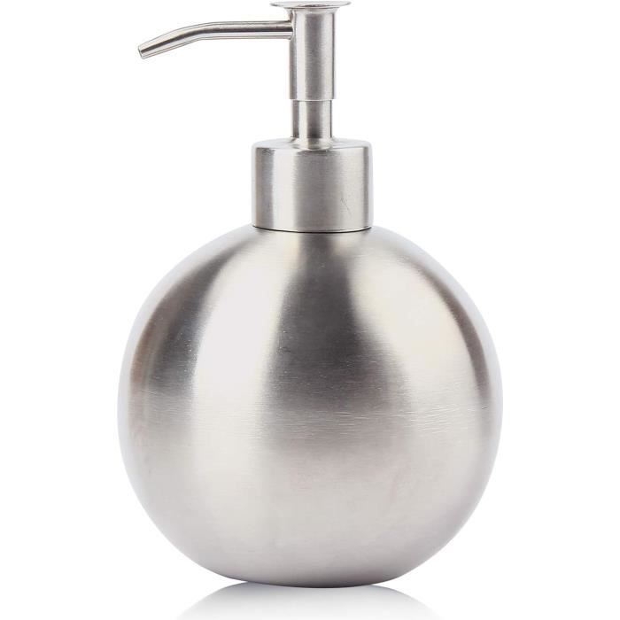 Distributeur De Savon En Acier Inoxydable Sinolofty 350ml - Pour Cuisine Ou Salle De Bain - Design Cylindrique