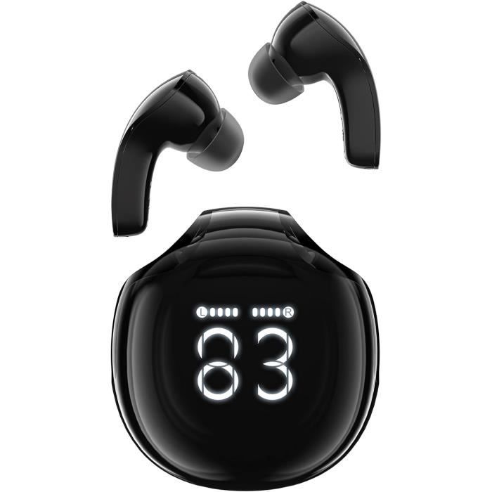 Ecouteurs Bluetooth Sans Fil, Écouteurs Bluetooth 5.3 Oreillette Bluetooth Hifi Stereo Avec 4enc Mic Mini Casque Bluetooth Sans Fil Avec Ecran Led 40h Etanche Ip7 Ecouteur Controle Tactl44