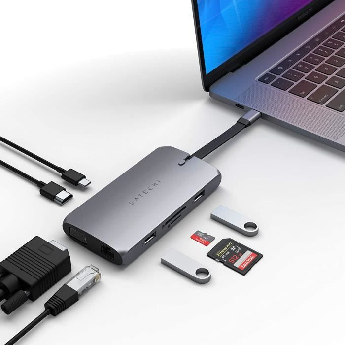 SATECHI Adaptateur multiport USB-C on-The-Go Hub USB Portable 9 en 1  Compatible avec MacBook Pro M1 Pro & Max, MacBook Air/ - Cdiscount  Informatique