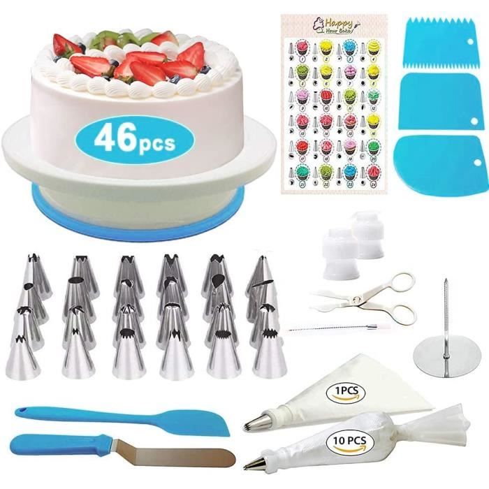 Kit de cuisson professionnel 301 pièces, plateau tournant à gâteau, buses  de pâtisserie, poche à douille, kits de décoration de gâteau pour le  glaçage