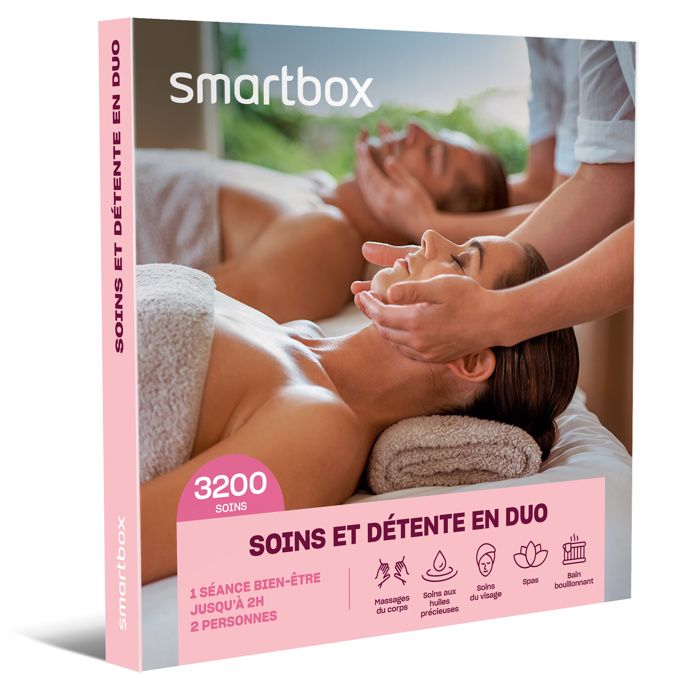 SMARTBOX - Coffret Cadeau - SOINS ET DÉTENTE EN DUO - 3200 activités : massage, soin du visage, hammam ou encore bain bouillonnant
