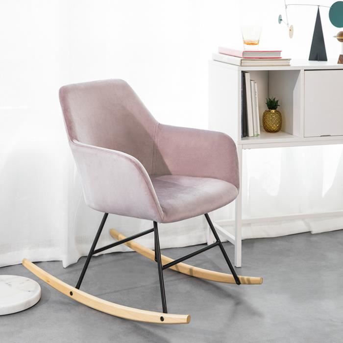 sobuy® fst68-p chaise à bascule avec accoudoirs, fauteuil à bascule, rocking-chair, fauteuil berçant (rose)