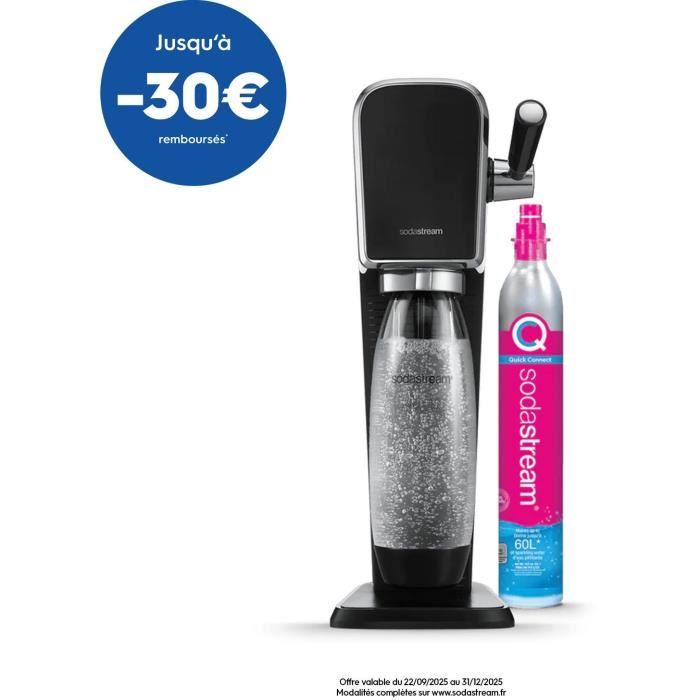 SodaStream ART Machine à Eau Pétillante - Pack 1 Bouteille 1L Compatible Lave-Vaisselle + 1 Recharge