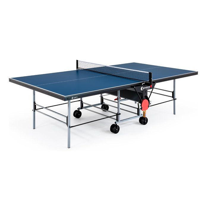 SPONETA Table tennis de table -  - S3-47i - Pliable - Usage int&eacute;rieur - Filet fixe ajustable + de supports lat&eacute;raux - Gris et bleu 