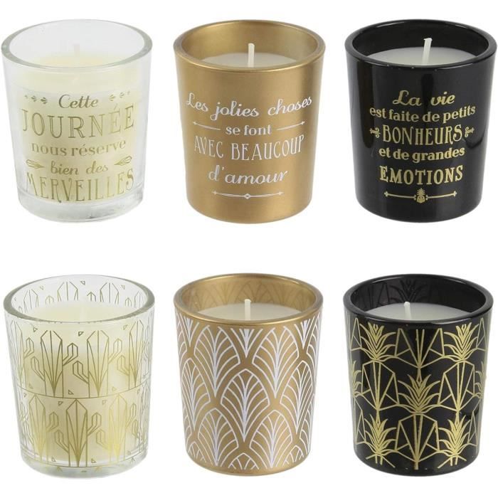 Bougies Parfumées Vanille - Coffret De 6 Pots Verre Décoration Maison | The Candle Factory