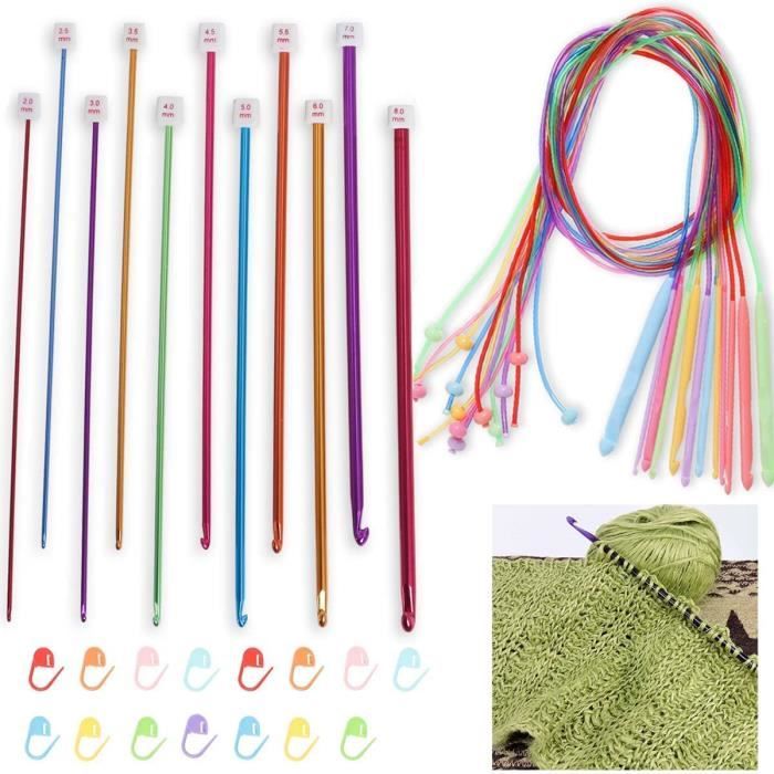 Set De 11 Crochets Tunisiens - 27cm - Idéal Débutants Et Pro - Taille 2.0 à 8.0mm