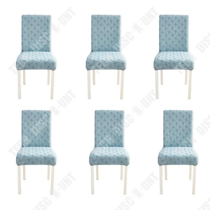 TD® 6pcs Housses de chaises de restaurant Housse de chaise extensible Bleu Housse de chaise siamoise Hôtel Conférence Maison