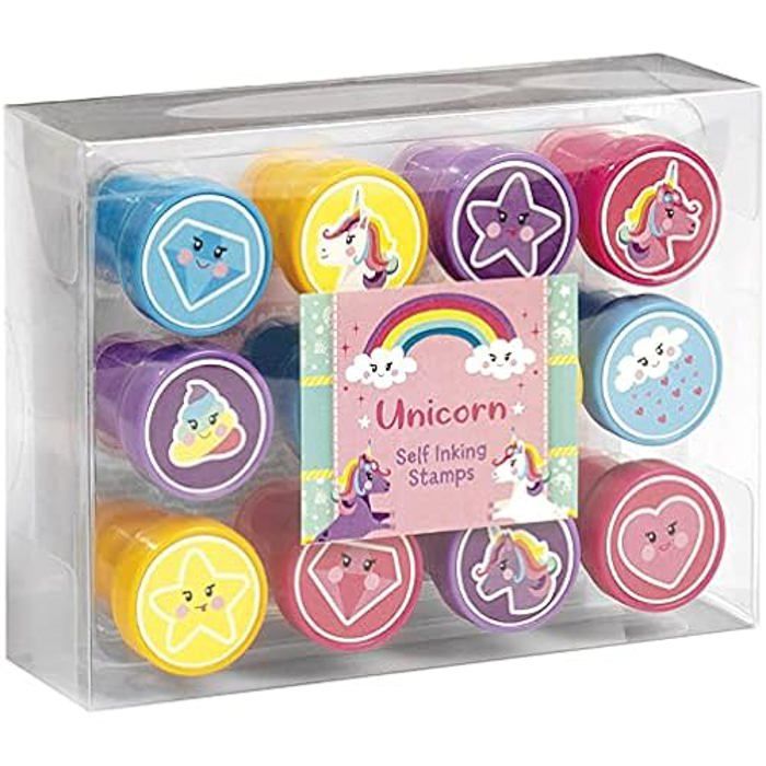 Kit Tampons Auto-encreurs Licornes – 12 Motifs – Loisirs Créatifs Enfants