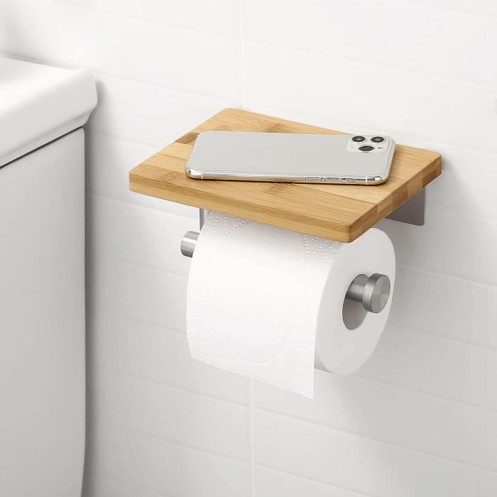Porte Papier Toilette Mural en Bois - Support Papier Toilette Mural esthétique - Porte Rouleau