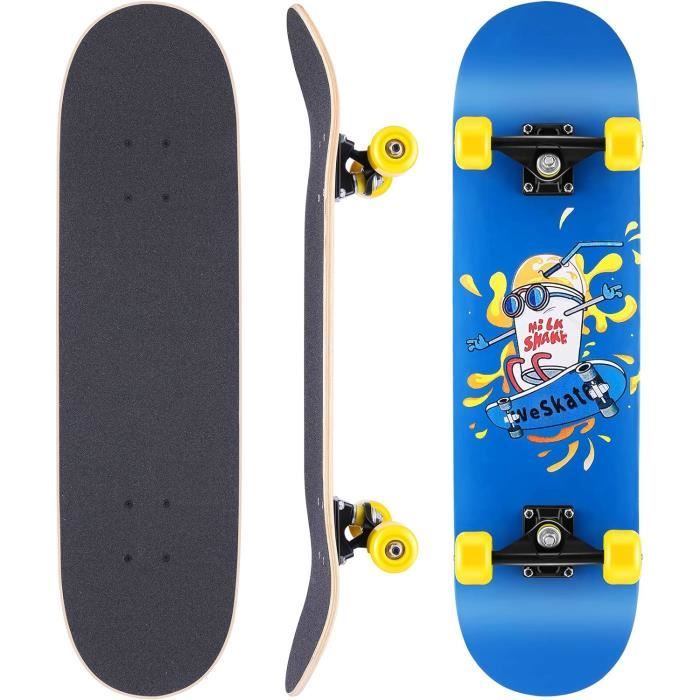 Skateboard Complet THRILL - Planche 7 Couches érable - Roues 54mm 100A - Axes Grindmaster - Pour Débutants Et Confirmés
