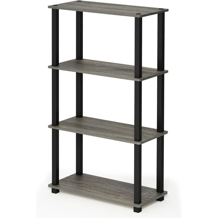 Étagère Polyvalente Furinno Turn-N-Tube Assemblage Facile - Chêne Français Gris - Tube Espresso/Noir