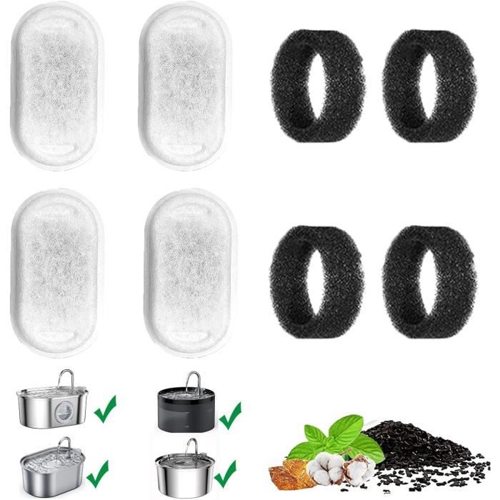 Filtres Remplacement Fontaine à Eau Chat - Lot 8 Filtres + 8 Éponges | Système Filtration Sécurisé Chat/Chien