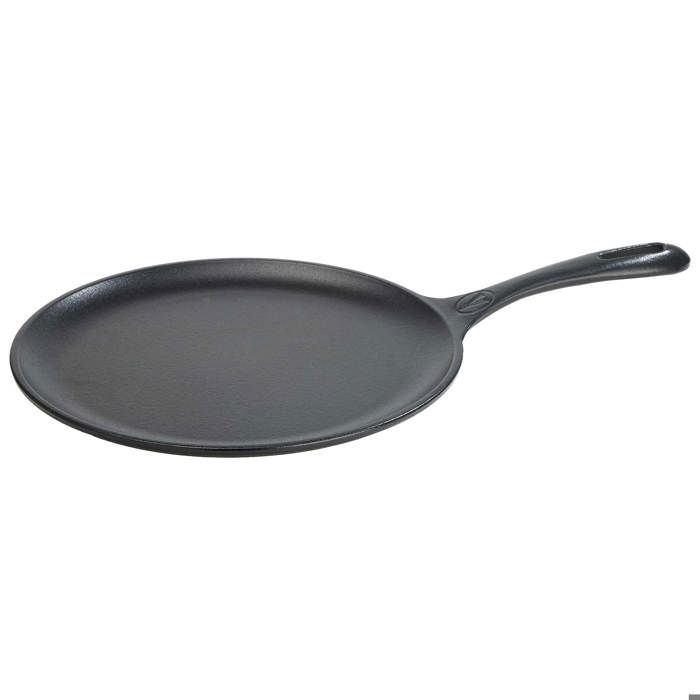 Plaque à Griller Comal en Fonte Émailleé Induction pour Pizza 26cm Feu Barbecue Victoria 34504  Noir
