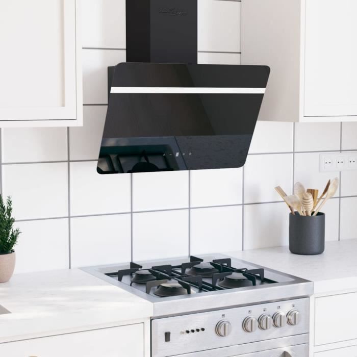 VX - Hotte murale 60 cm Acier et verre trempé Noir