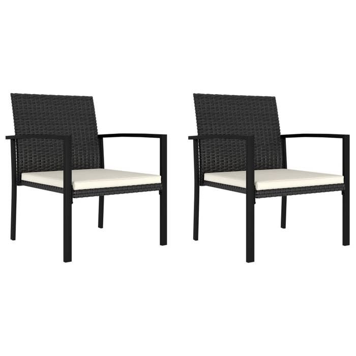 vidaXL Chaises de salle à manger de jardin 2 pcs Résine tressée Noir