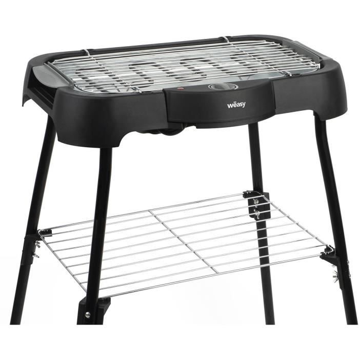 WEASY GBE42 Grill BBQ électrique à poser ou sur pieds-41,5x24cm-Température réglable-2000W -Plateau 