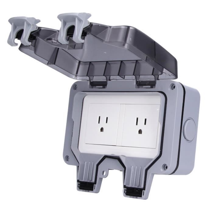 JIZZU Prise Exterieure Etanche IP66,Prise Electrique Exterieur Avec Couvercle Anti-Poussière, Prise Voiture Electrique Pour Les Jardins,Salle De Bain Et Cuisine Prise