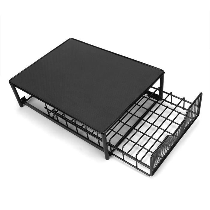 Tiroir Rangement Capsules Café 20 Dosettes – Compatible Nespresso, Dolce Gusto, Lavazza – Tiroir Glissant Noir Organisateur
