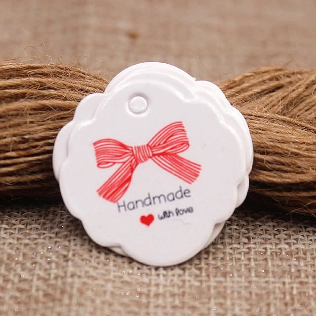 100 Étiquettes Merci En Cœur Kraft | Avec Ficelle | Pour Cadeaux Mariage, Anniversaire | Diamètre 4.5cm