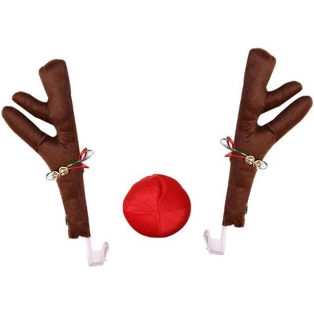 Kit Décorations Noël Voiture – Cornes LED, Nez Rouge, Queue, Peluche, 3 Modes Clignotants - 4