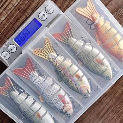 Lot De 5 Leurres De Pêche Wobblers Multi-articulés – Swimbait Réaliste 3D Avec Yeux Et Billes D'acier – Pour Brochet, Perche, Sandre, Truite – Eau Douce Et Salée
