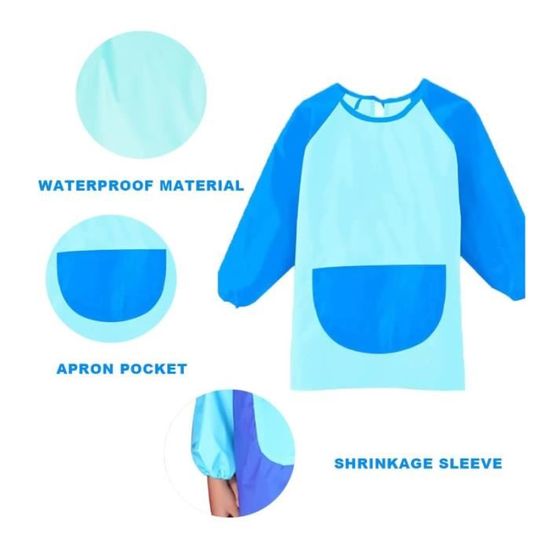 Blouse Artiste Enfant Imperméable Tablier De Peinture Enfant Imperméable - Lot De 2, Manches Longues, Grande Poche - Pour Activités Manuelles, 3-8 Ans Blouse Artiste Enfant Imperméable Tablier De Peinture Enfant Imperméable - Lot De 2, Manches Longues, Grande Poche - Pour Activités Manuelles, 3-8 Ans