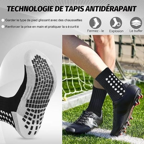 ZEPIQOR 3 Paires Chaussettes Antidérapantes Foot Enfant - Respirantes Et Absorbantes, Idéales Pour Football 5 à 12 Ans