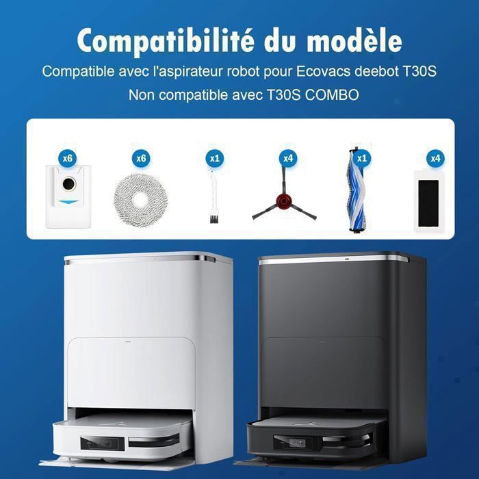 Lot De 12 Sacs à Poussière 3L Pour Ecovacs Deebot T30S, T30S PRO, X5 Omni, X2 Omni, X2 Pro - Filtration 4 Couches, Scellage Automatique