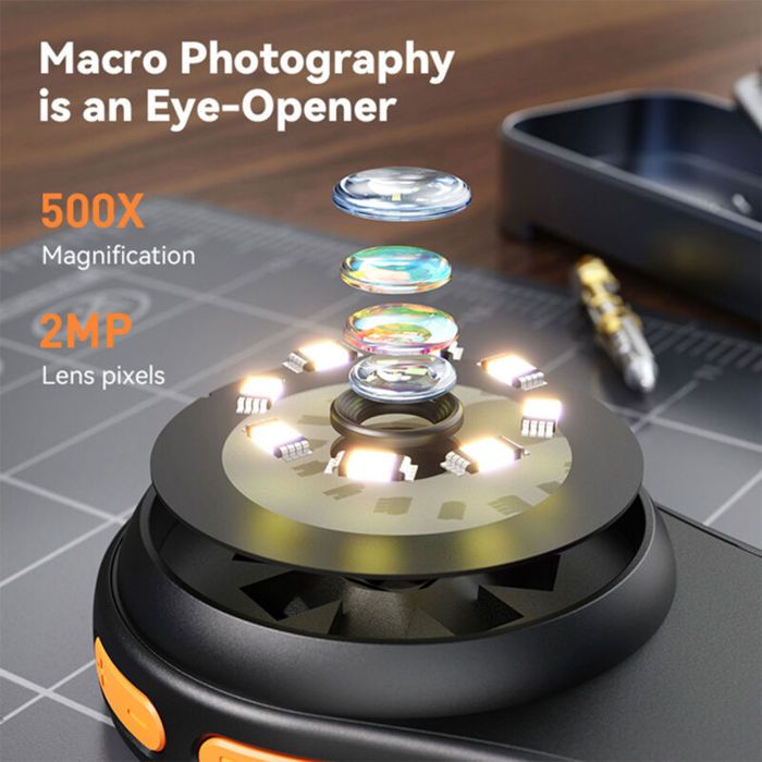 Microscope Numérique Portable GuKKK – Écran 2'' IPS, Grossissement 200x, LED 8, Rechargeable, Pour Enfants 3-12 Ans