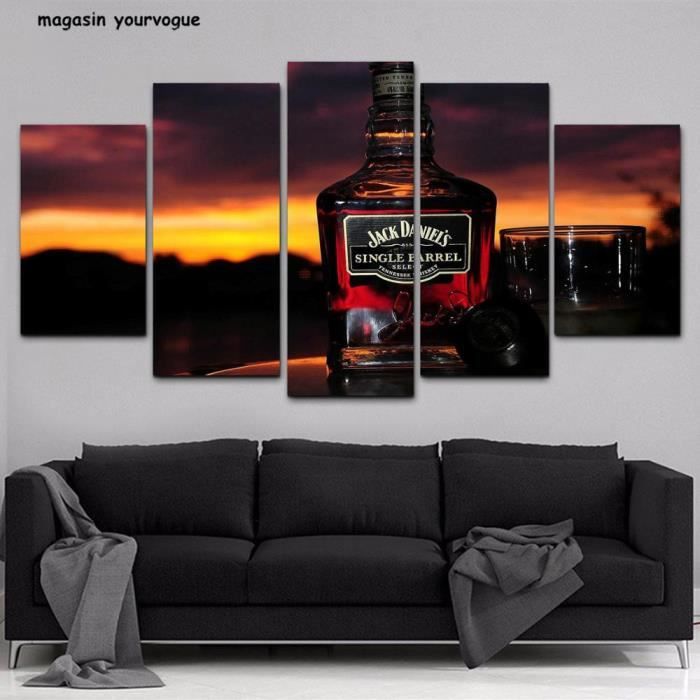Toile - Bouteilles de Jack Daniels - Peinture sur toile 40x30cm (Décoration  murale sur