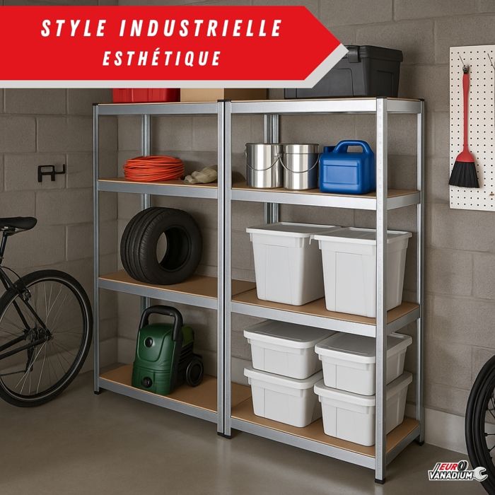 Double Etagère établi pour charges lourdes, 160 x160 x 30 cm