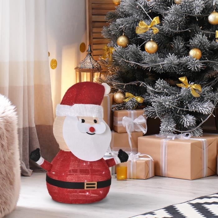 Père Noël Lumineux LED 51H cm - décoration de Noël LED - décoration  Lumineuse de Noël - 30 LEDs 3 Clignotantes - Blanc Froid - Cdiscount Maison