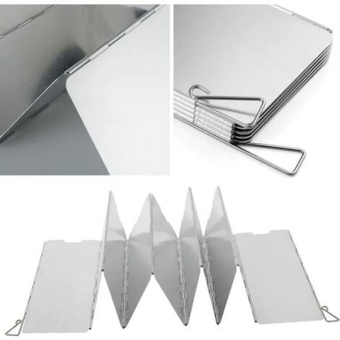 Pare-Vent Pliable Aluminium 10 Panneaux – Léger, Réfléchit La Chaleur, Idéal Pour Camping, Pique-Nique, BBQ, Randonnée – Boîte De Rangement Incluse
